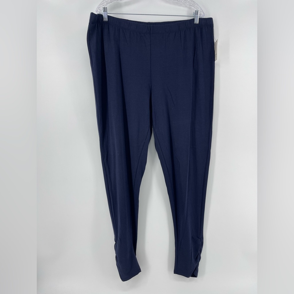 NWT Crown & Ivy Modal Blend Curvy Fit Ruched Ankle Navy Leggings, Women’s 3X